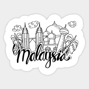 Hand Drawn Symbols Of Malaysia. Sticker